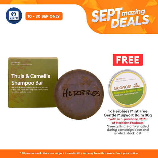 Herbbies Thuja & Camellia Shampoo Bar 100g | Gentle and Sensitive To Scalp Alpro Pharmacy