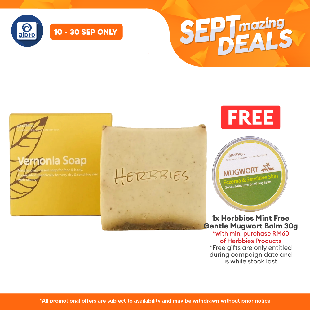 Herbbies Vernonia Natural Soap 100g | Reduce Skin Rash and Irritation Alpro Pharmacy