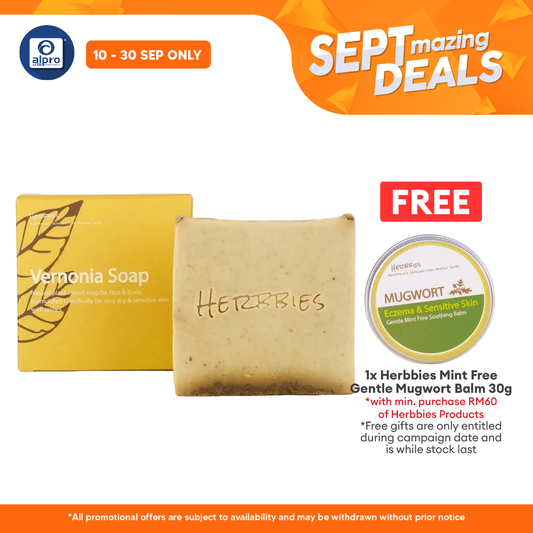 Herbbies Vernonia Natural Soap 100g | Reduce Skin Rash and Irritation Alpro Pharmacy