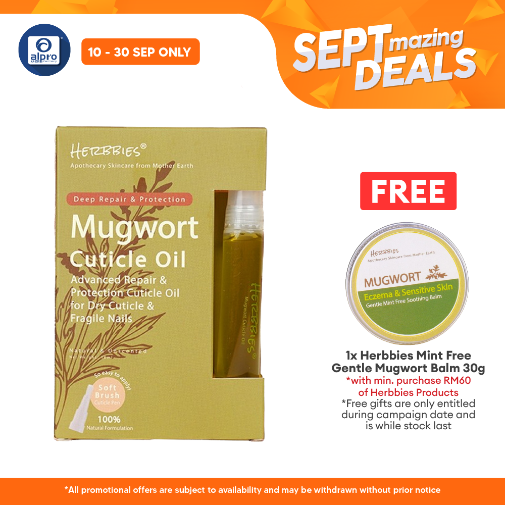 Herbbies Mugwort Cuticle Oil 10mL | Protect and Restore Healthy Nail Alpro Pharmacy
