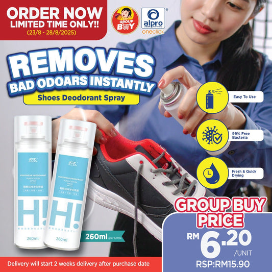 [Group Buy Delivery Starts: 12/09/2025] Shoe Spray Deodorant Anti Smell & Anti Bacterial Alpro Pharmacy