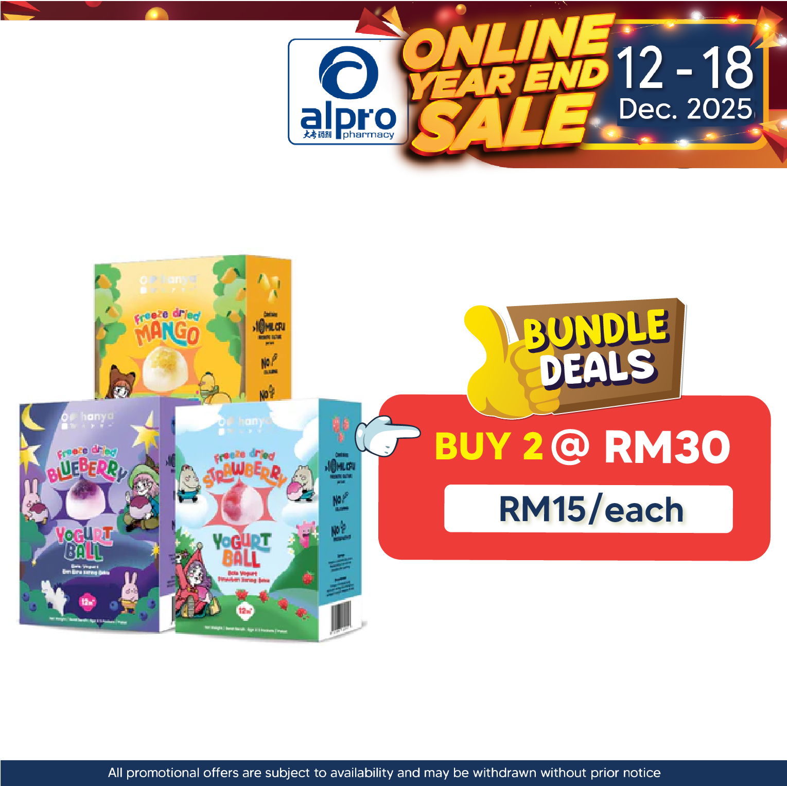 Hanya Freeze-Dried Yogurt Ball 6g x5s | Strawberry/Mango/Blueberry