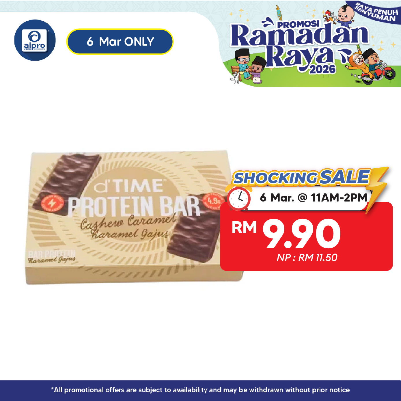 d'TIME Cashew Caramel Protein Bar 3s 48g | Low Calorie Cashew Caramel d'TIME