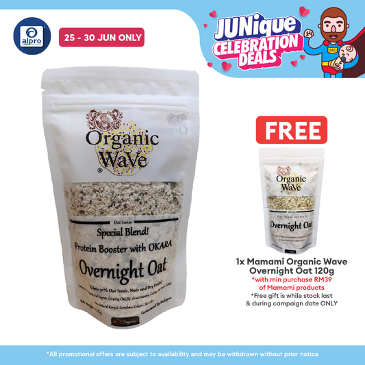 Mamami Organic Wave Overnight Oats Protein Booster Okara Powder 120g | Improve Glucose Tolerance Mamami