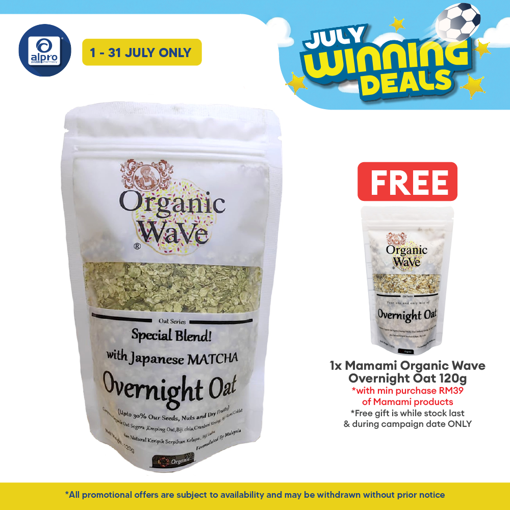 Mamami Organic Wave Overnight Oats Matcha & Chlorella 120g | Organic Mamami