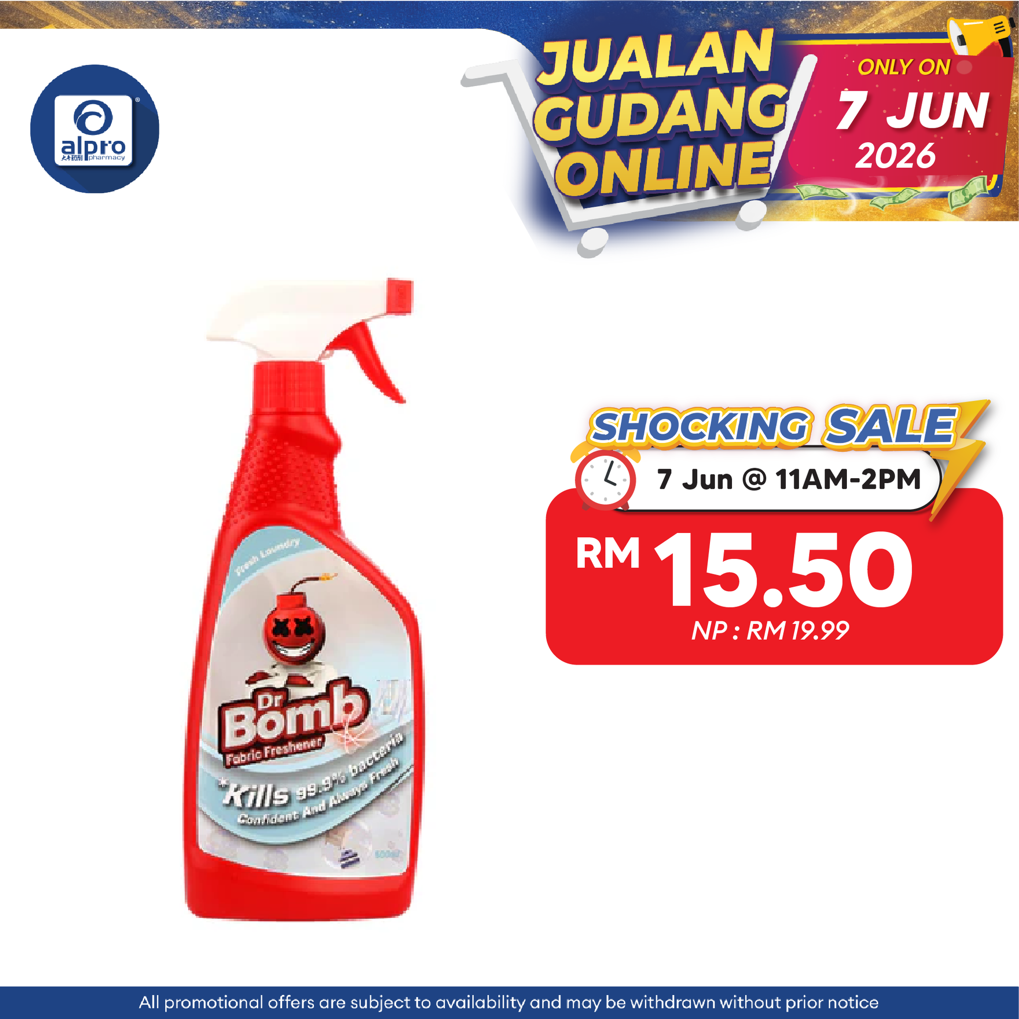 SugarBomb Dr. Bomb Fabric Freshener (Fresh Laundry/ Sakura/ Berry Mellow) 500ml | Eliminates Bad Odor and Bacteria SugarBomb