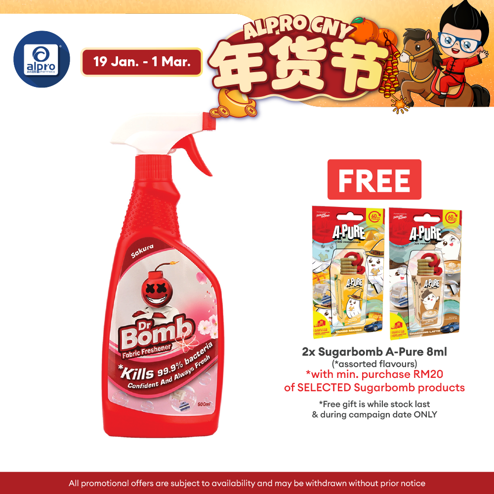 SugarBomb Dr. Bomb Fabric Freshener (Fresh Laundry/ Sakura/ Berry Mellow) 500mL| Eliminates Bad Odor and Bacteria