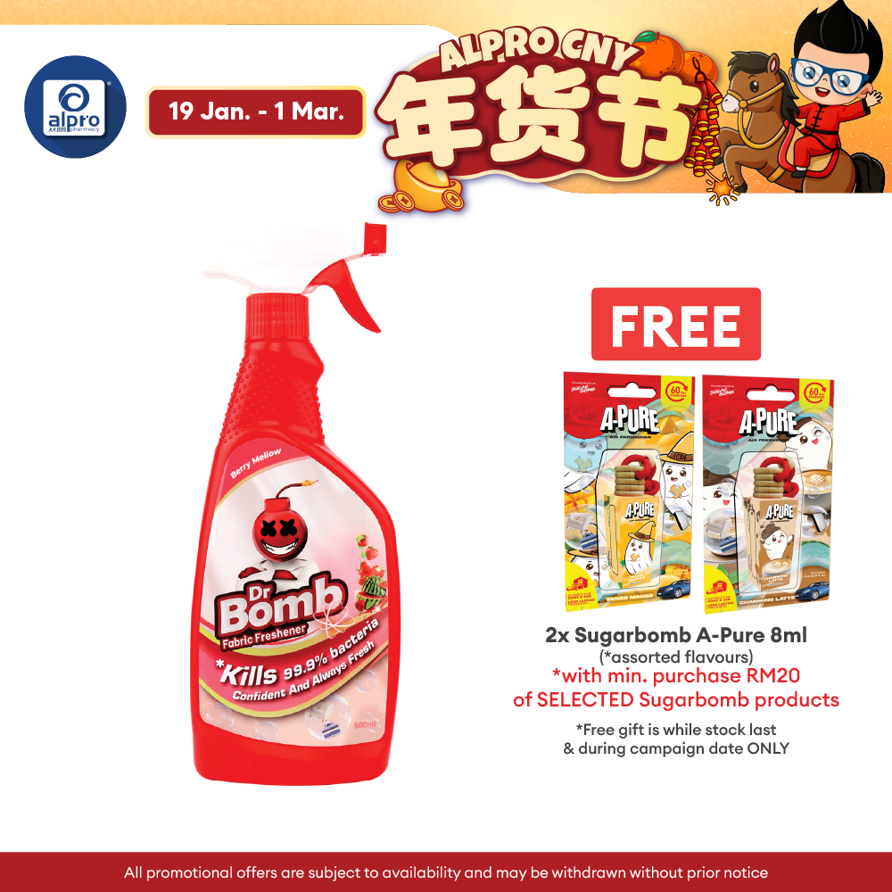 SugarBomb Dr. Bomb Fabric Freshener (Fresh Laundry/ Sakura/ Berry Mellow) 500mL| Eliminates Bad Odor and Bacteria