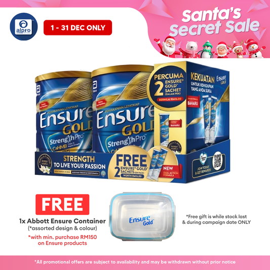 Abbott Ensure Gold Vanilla 800g x2 FOC 2 Sachets | Complete Nutrition Alpro Pharmacy