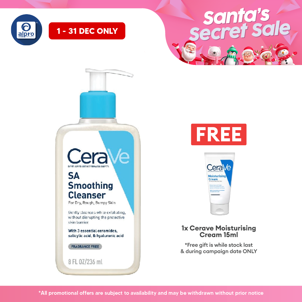 Cerave SA Smoothing Cleanser 236ml | Maintains Skin Natural Moisture Alpro Pharmacy
