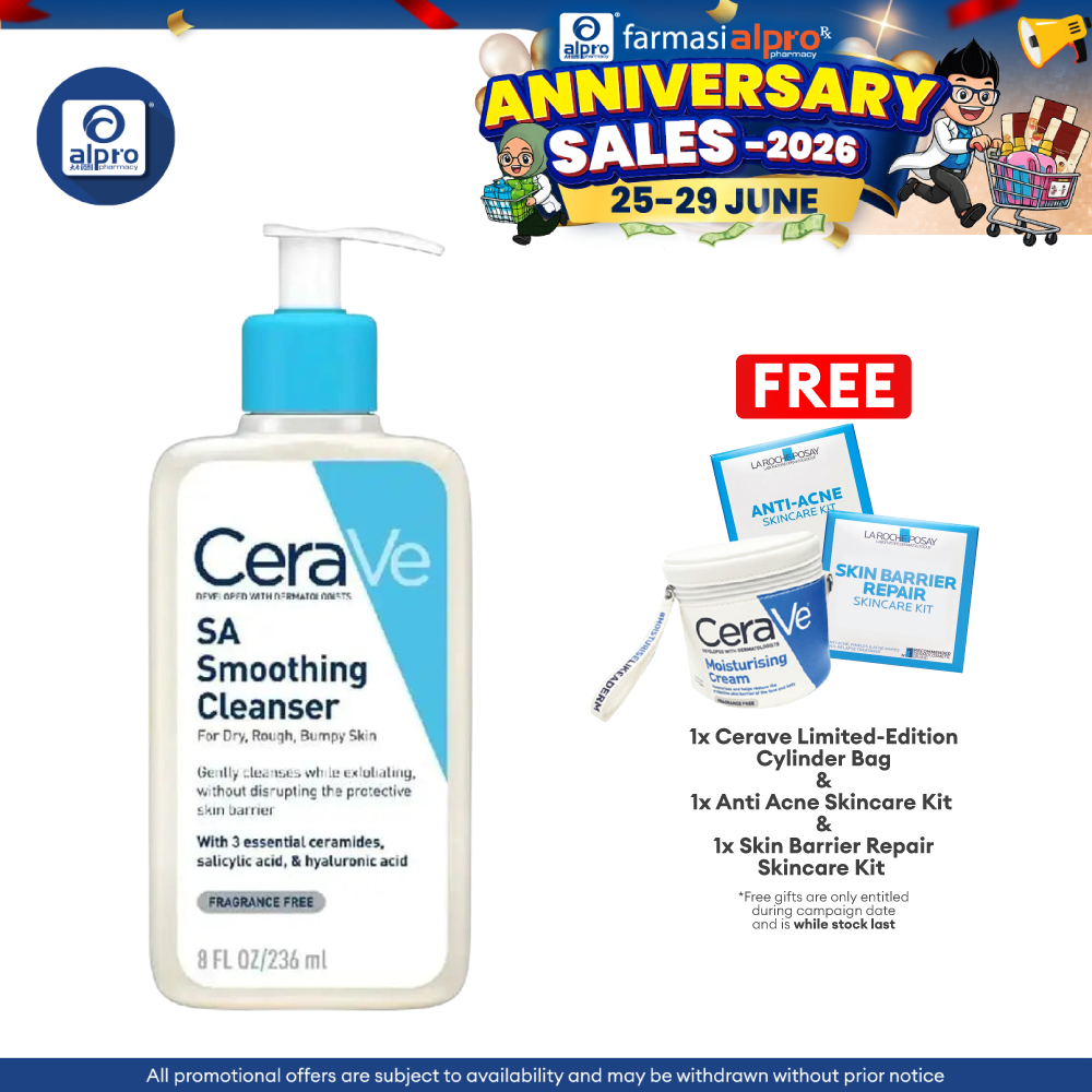 Cerave SA Smoothing Cleanser 236ml | Maintains Skin Natural Moisture Cerave