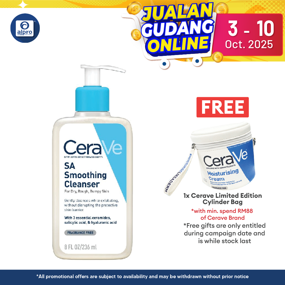 Cerave SA Smoothing Cleanser 236ml | Maintains Skin Natural Moisture Alpro Pharmacy