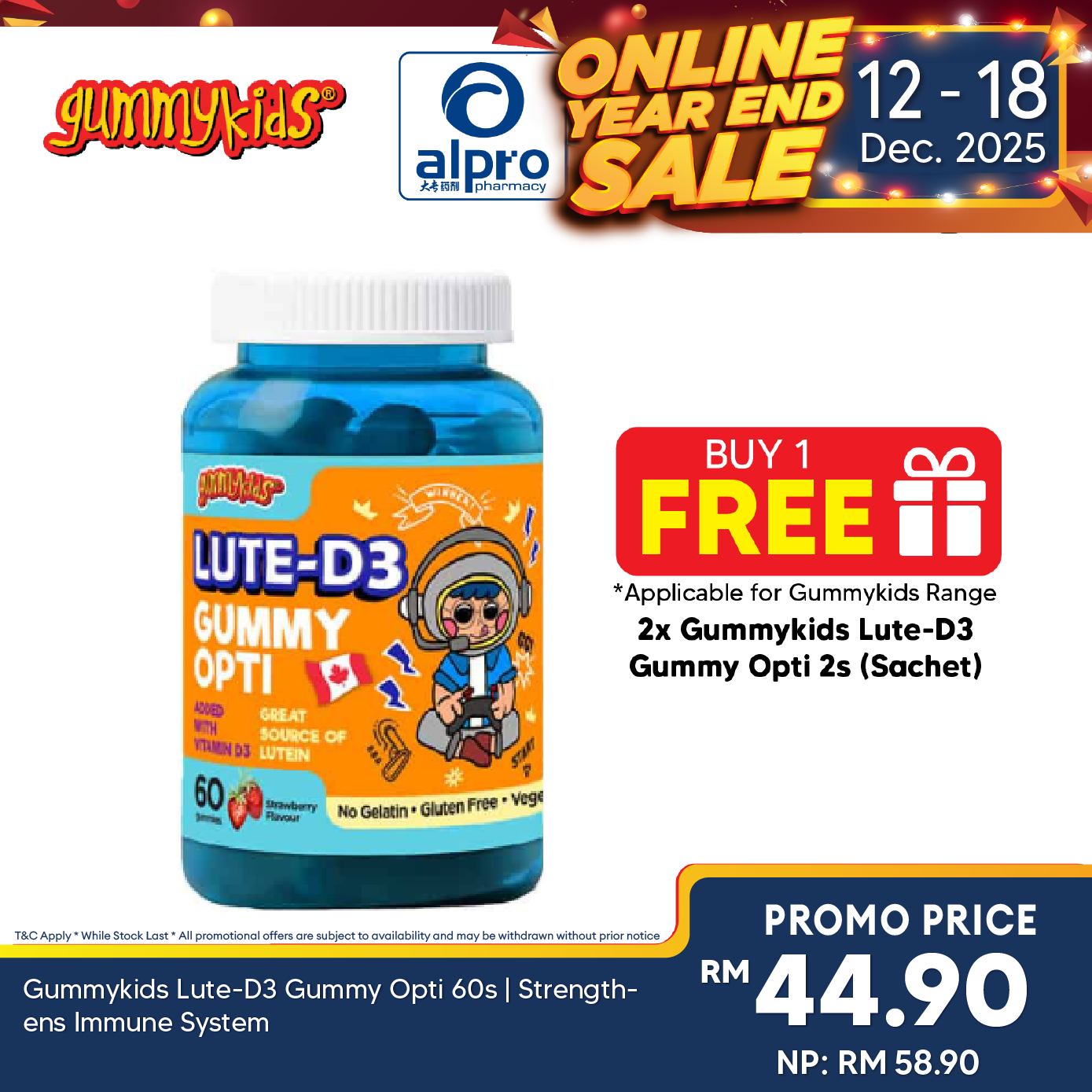 Gummykids Lute-D3 Gummy Opti 60s | Strengthens Immune System Gummykids