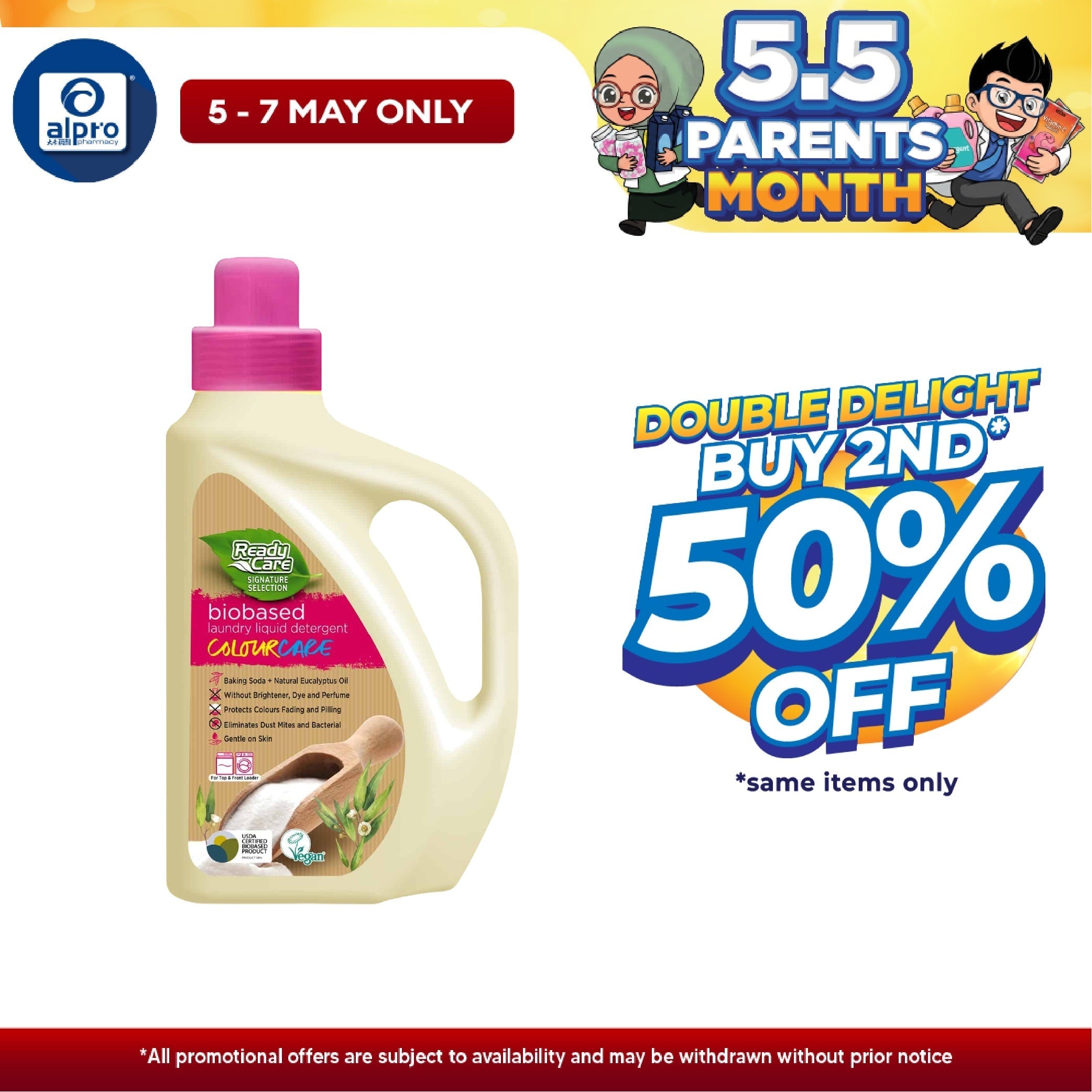 ReadyCare Signature Selection Biobased Laundry Liquid Detergent Colour Care 2.1L | Prevent Color Fade and Redeposition Alpro Pharmacy