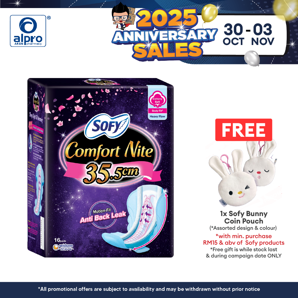 Sofy Body Fit Comfort Nite 35.5cm 16s | For Extra Heavy Flow Sofy