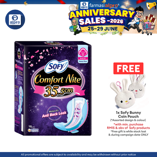 Sofy Body Fit Comfort Nite 35.5cm 16s | For Extra Heavy Flow Sofy