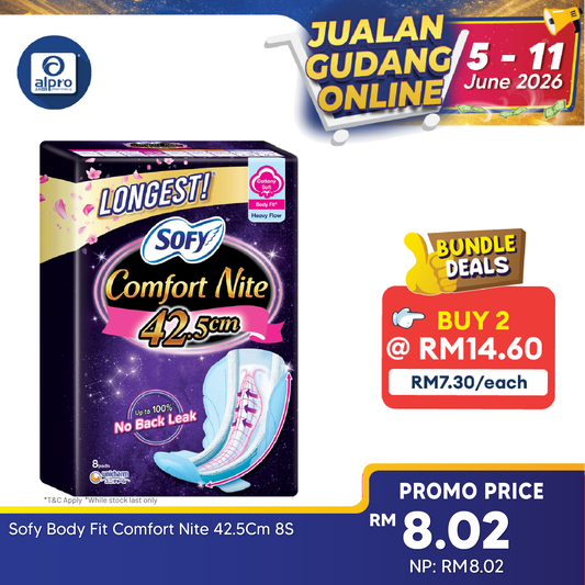 Sofy Body Fit Comfort Nite 42.5cm 8s | For Extra Heavy Flow Sofy