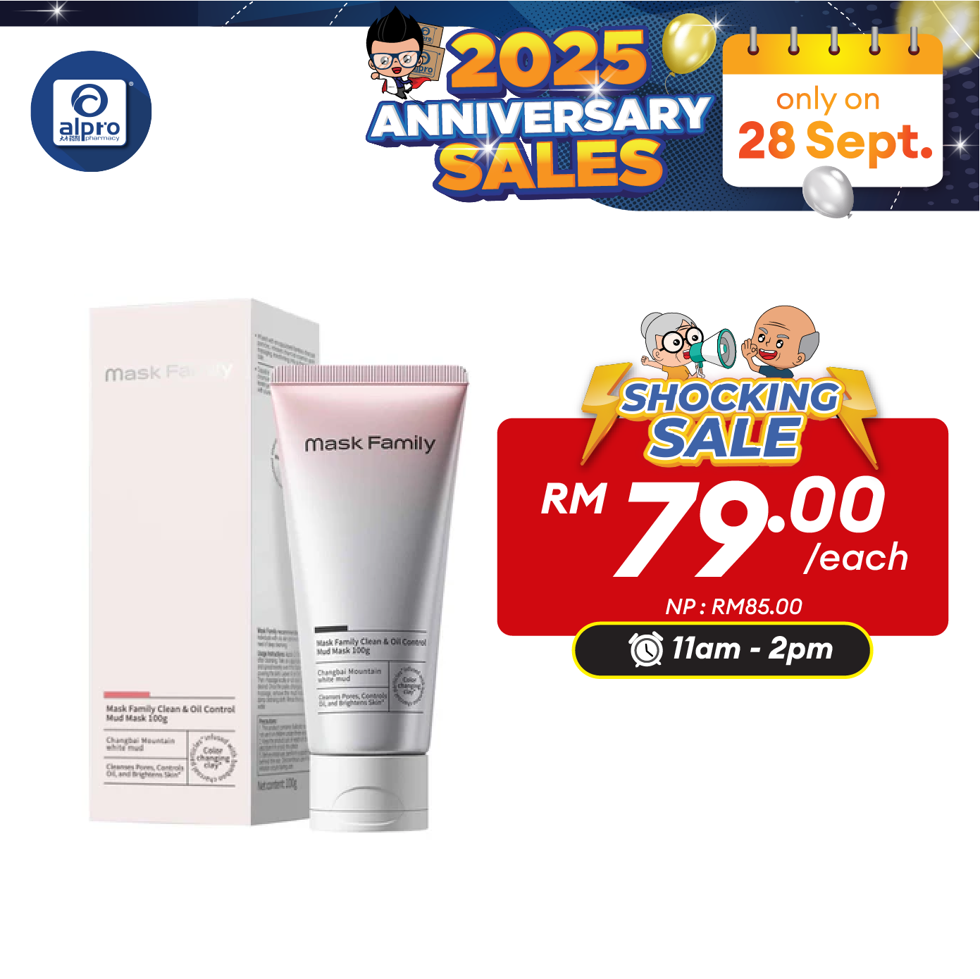 Mask Family Clean & Oil Control Mud Mask 100g | Color Changing Mud Mask Alpro Pharmacy