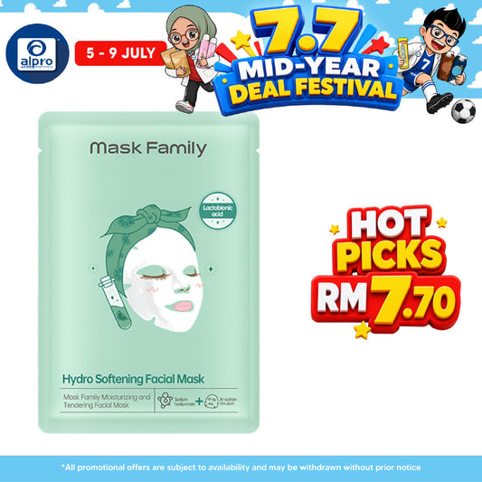 Mask Family Hydro Softening Facial Mask 1s | Skin Stay Moist & Soft All Day Mask Family