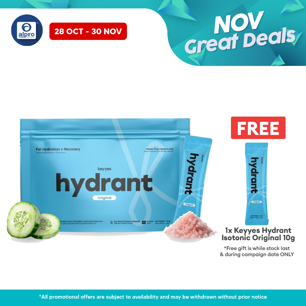 Keyyes Hydrant Isotonic Original 10g×10s | Rapid Rehydration & Recovery Alpro Pharmacy