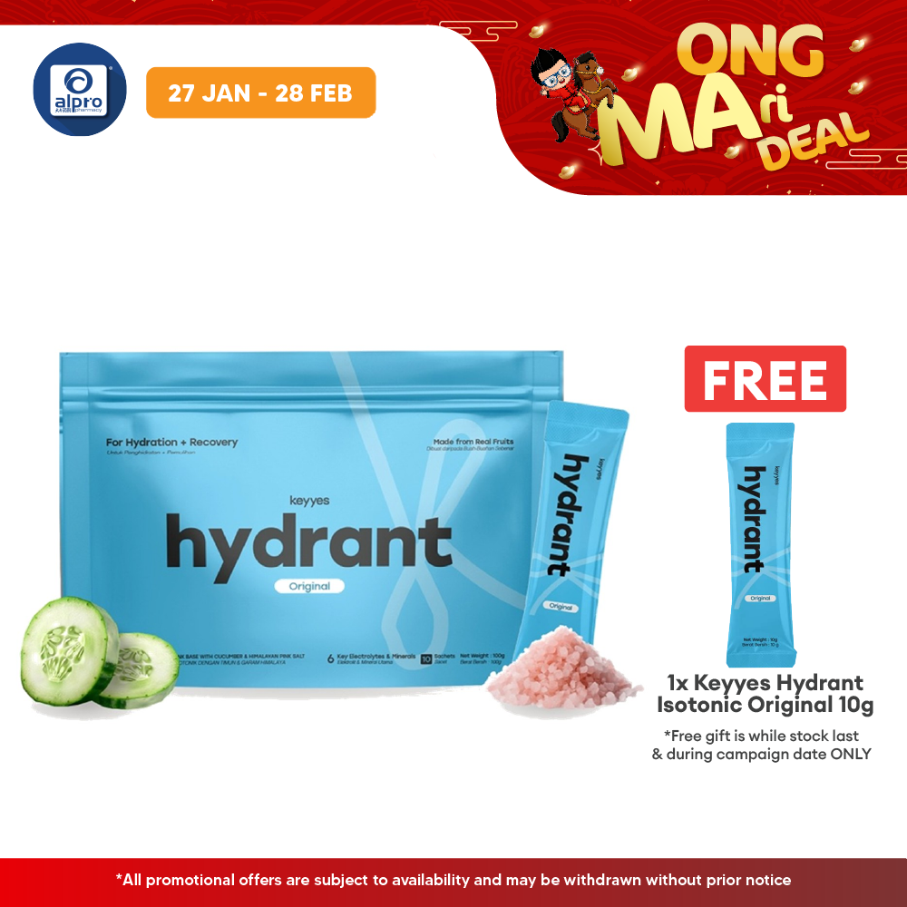 Keyyes Hydrant Isotonic Original 10g×10s | Rapid Rehydration & Recovery Alpro Pharmacy