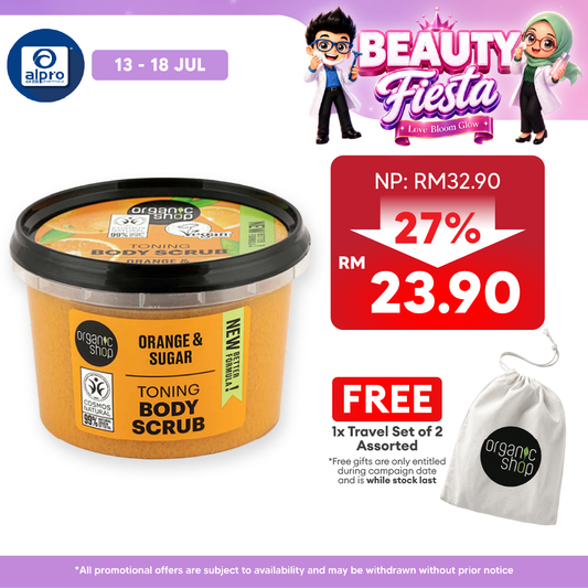 Organic Shop Toning Body Scrub Orange 250mL | High Vitamin C & Soft Skin Organic Shop