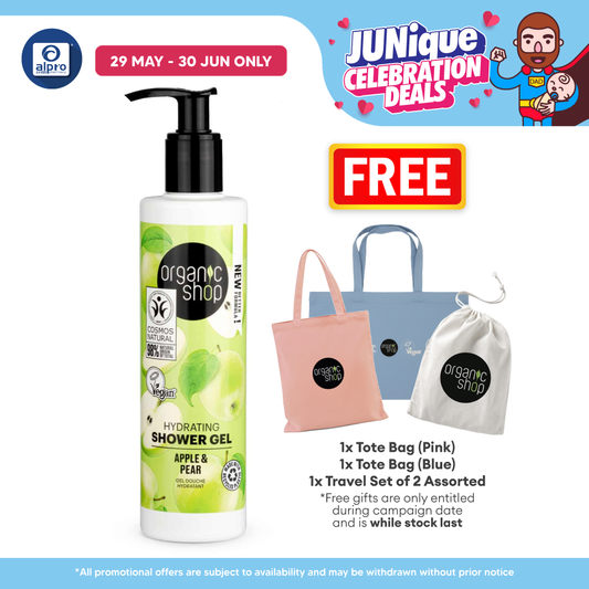 Organic Shop Hydrating Shower Gel Apple and Pear 280mL | Nourish & Refresh Skin Organic Shop