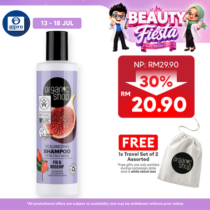 Organic Shop Volumizing Shampoo for Oily Hair Fig and Rosehip 280mL | Restore Balance to Scalp Organic Shop