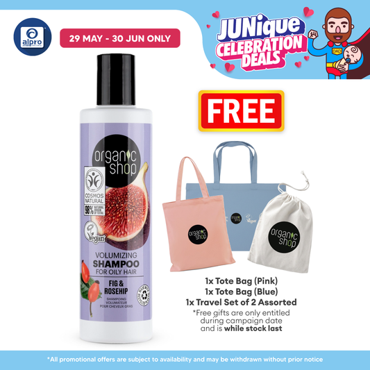 Organic Shop Volumizing Shampoo for Oily Hair Fig and Rosehip 280mL | Restore Balance to Scalp Organic Shop