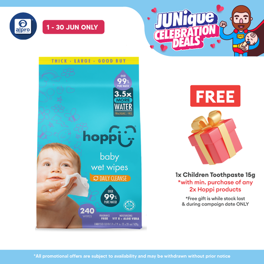 Hoppi 80 Sheets 3-in-1 Bundle Pack Baby Wet Wipes (NEW) Hoppi