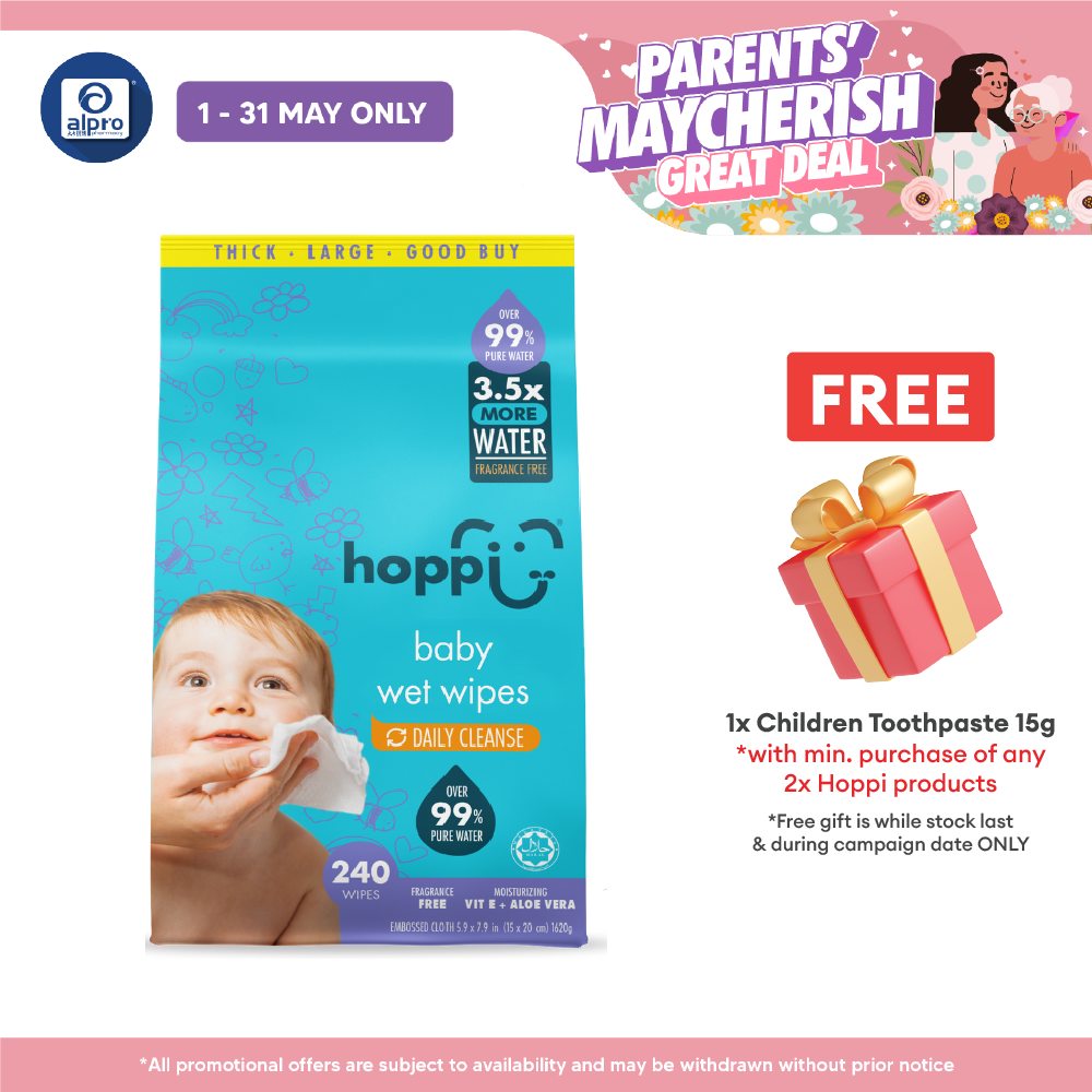 Hoppi 80 Sheets 3-in-1 Bundle Pack Baby Wet Wipes (NEW) Hoppi