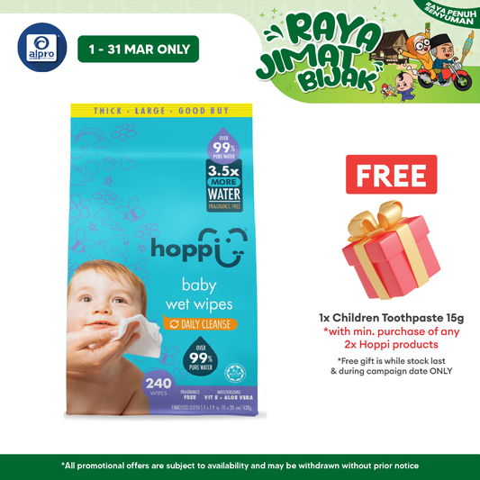 Hoppi 80 Sheets 3-in-1 Bundle Pack Baby Wet Wipes (NEW) Hoppi