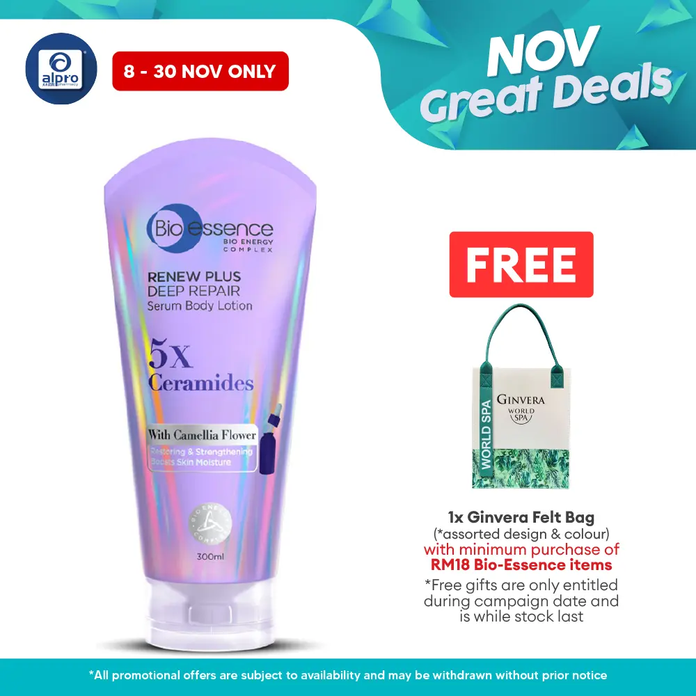 Bio essence Renew Plus Deep Repair 5x Ceramides Serum Body Lotion 300mL | Velvety Smooth Skin Bio essence