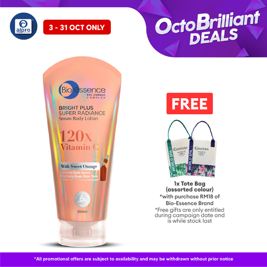 Bio essence Bright Plus Super Radiance 120x Vitamin C Serum Body Lotion 300mL | Brightens Skin Tone and Glow Bio essence
