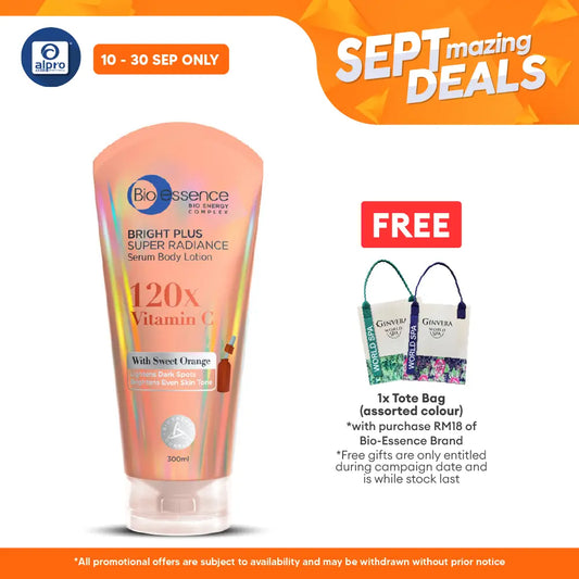 Bio essence Bright Plus Super Radiance 120x Vitamin C Serum Body Lotion 300mL | Brightens Skin Tone and Glow Bio essence