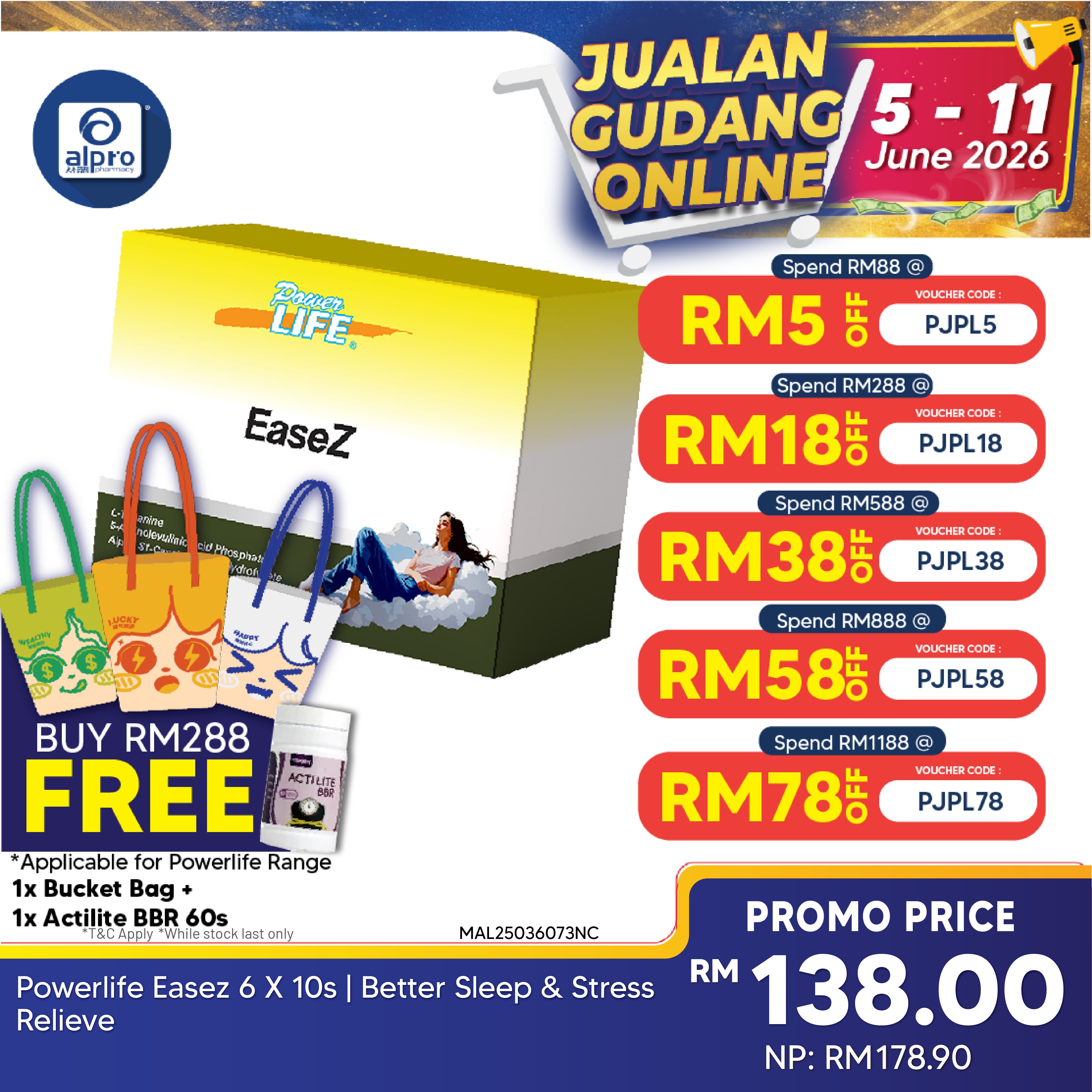 Powerlife Easez 6 X 10s | Better Sleep & Stress Relieve Powerlife