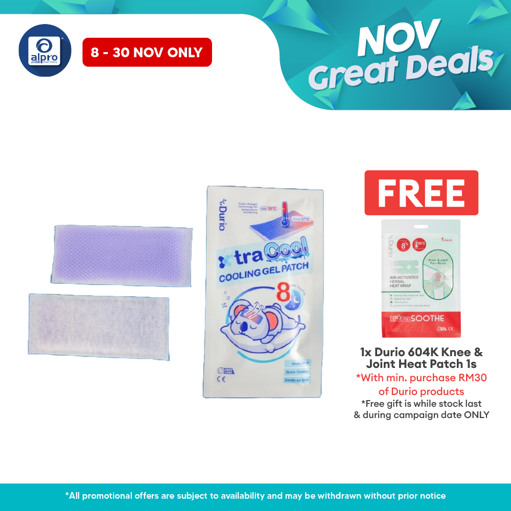Durio 601 Extra Cool Cooling Gel Patch 2s | Color Changing for Temp Monitoring Alpro Pharmacy