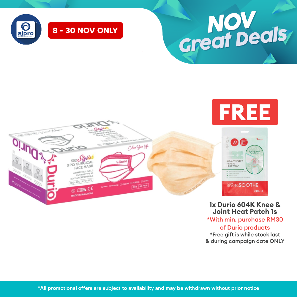 Durio 502 Orange 3ply Mask 50s | Stylish & Soft Durio