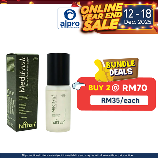 huthan Medifresh Natural Deodorant Spray 60mL | Brighten & Soothe Armpit Alpro Pharmacy