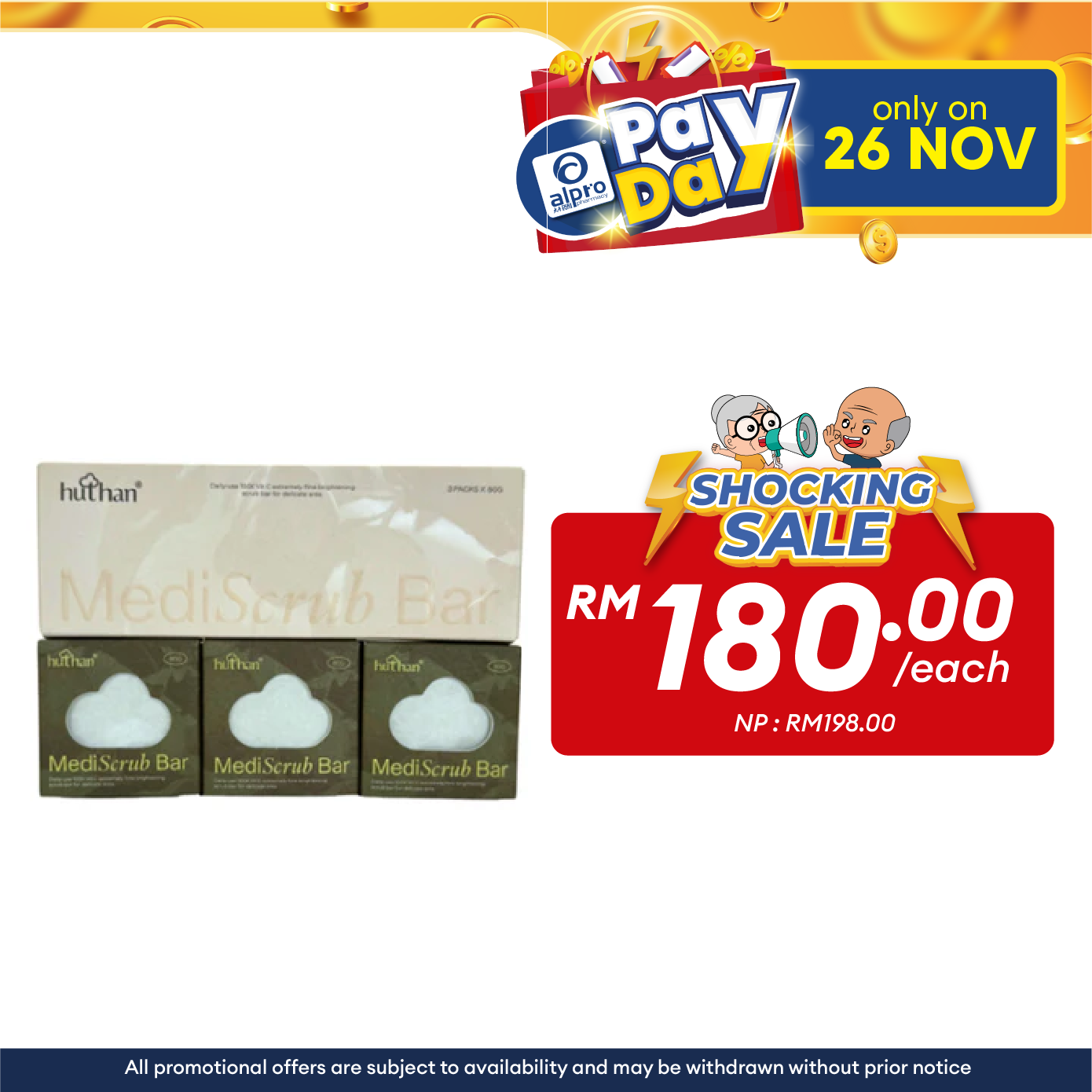 huthan Mediscrub Bar Tropical Skin Lightening Scrub Soap 3s | Joint Whitening