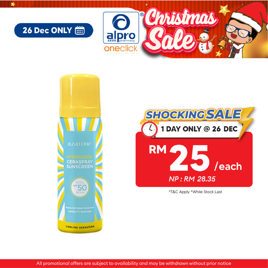 Azarine Hydracool Ceraspray Sunscreen SPF50 PA+++ 50mL | Hydrates & Protect Skin Barrier Alpro Pharmacy