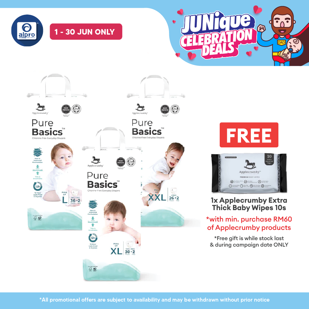 Applecrumby Purebasics Pull Up Diaper (L~XXL) | Eco-Friendly & Gentle On Baby’s Skin Applecrumby