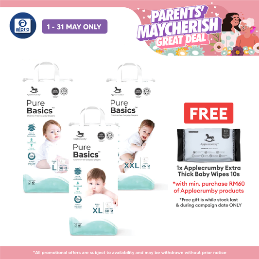 Applecrumby Purebasics Pull Up Diaper (L~XXL) | Eco-Friendly & Gentle On Baby’s Skin Applecrumby