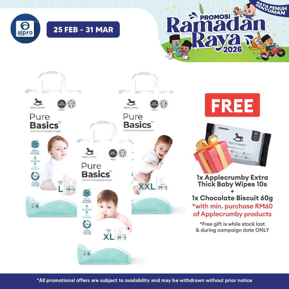 Applecrumby Purebasics Pull Up Diaper (L~XXL) | Eco-Friendly & Gentle On Baby’s Skin Applecrumby