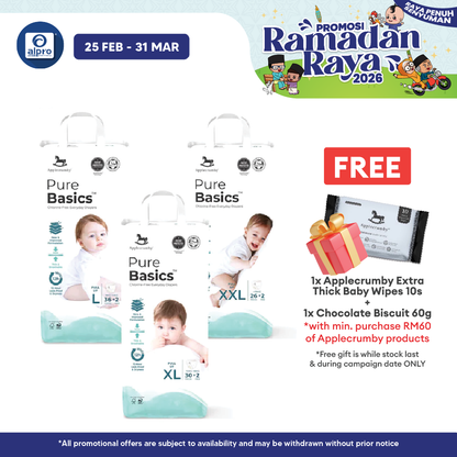 Applecrumby Purebasics Pull Up Diaper (L~XXL) | Eco-Friendly & Gentle On Baby’s Skin Applecrumby