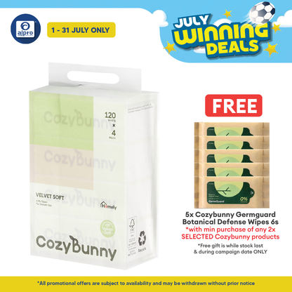 CozyBunny Velvet Soft Facial Tissues (Homely 120s / Go-To 40s) 4ply | Skin and Family Friendly CozyBunny