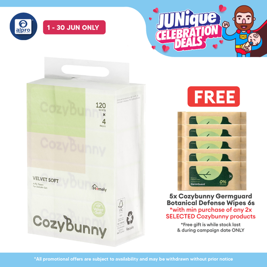 CozyBunny Velvet Soft Facial Tissues (Homely 120s / Go-To 40s) 4ply | Skin and Family Friendly CozyBunny