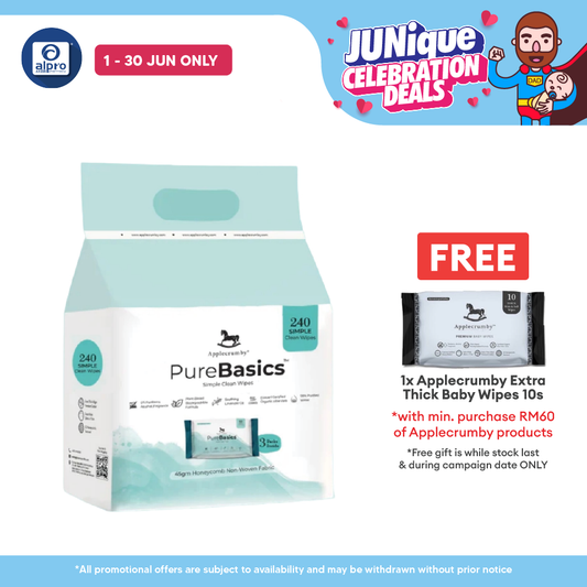 Applecrumby Purebasic Wipes 80s x 3pack Applecrumby