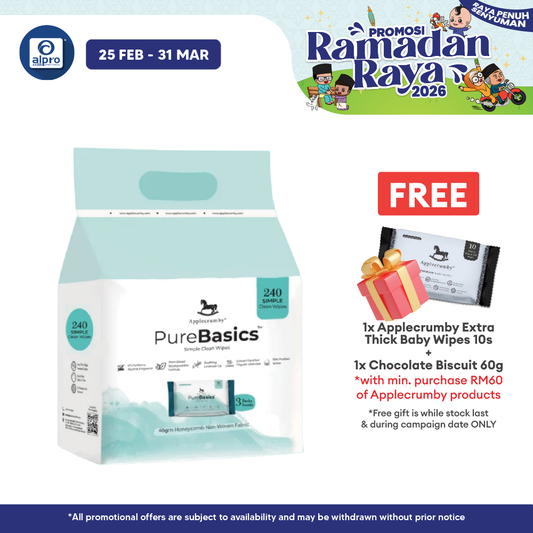 Applecrumby Purebasic Wipes 80s x 3pack Applecrumby