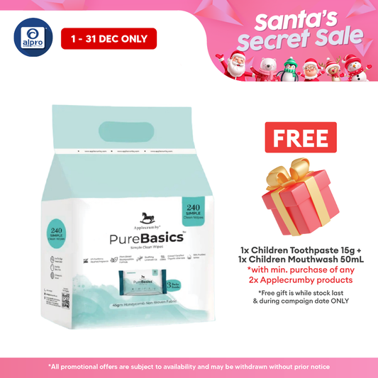 Applecrumby Purebasic Wipes 80s x 3pack Applecrumby